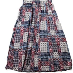 Cato Women Skirt Maxi Patchwork Pull On Elastic Waist Red White Blue Large B175